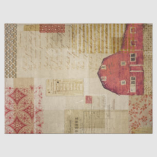 Papel De Seda Decoración del Barn de Vintage y del Collage del E