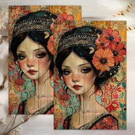 PAPEL DE SEDA DECORACIÓN DEL CHICA WHIMSICAL BOHO