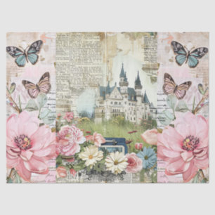 Papel De Seda Decoración Del Collage De La Efemera Floral Vintag