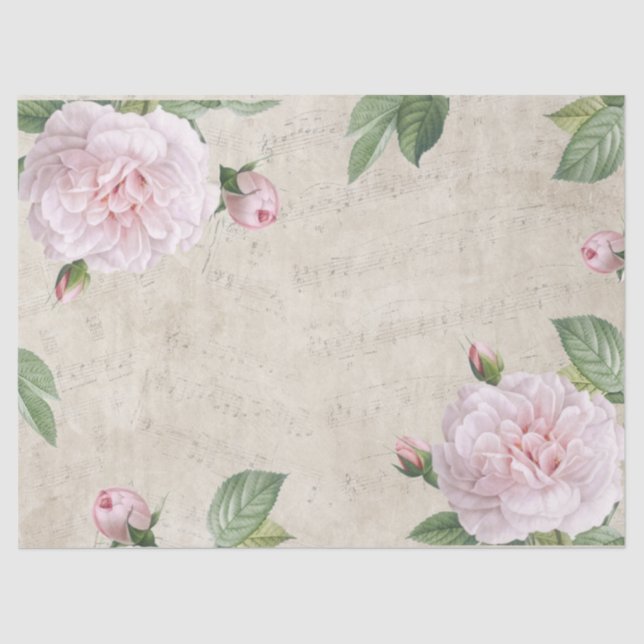 Papel De Seda Decoración del Collage de Música Rosa Flower Vinta (Anverso)