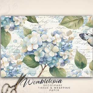 Papel De Seda Decoración del guión de la hidrangea azul de bonit
