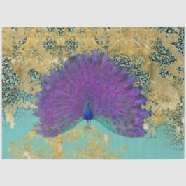 Papel De Seda Decoración del leopardo dorado de turquesa de pavo