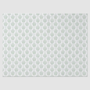 Papel De Seda Decoración del patrón de Damasco verde de sabio de