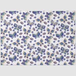 Papel De Seda Decoración del patrón de mariposa sin foco azul gr