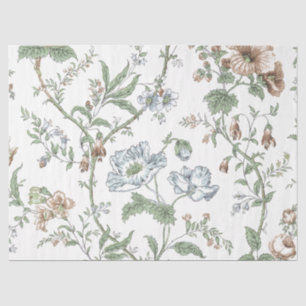 Papel De Seda Decoración del patrón de Vinos de Flor Azul Rojo V