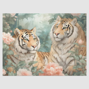Papel De Seda Decoración del tigre de color de agua pastel