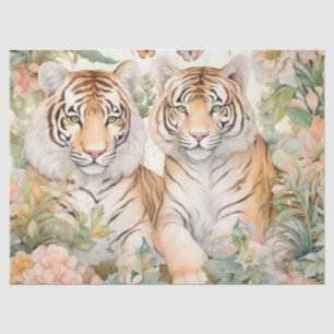 Papel De Seda Decoración del tigre de color de agua pastel