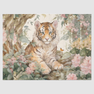 Papel De Seda Decoración del tigre de color de agua pastel