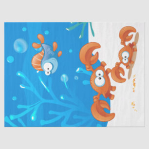 Papel De Seda Decoración divertida de peces del Océano Acuático