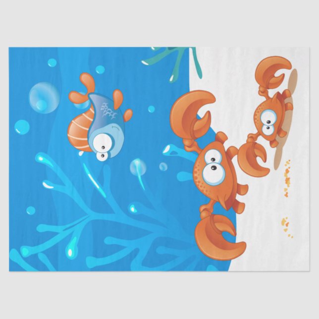 Papel De Seda Decoración divertida de peces del Océano Acuático  (Anverso)