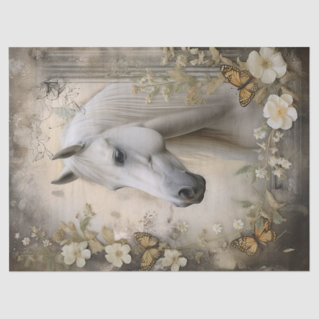 Papel De Seda Decoración elegante del caballo blanco (Anverso)