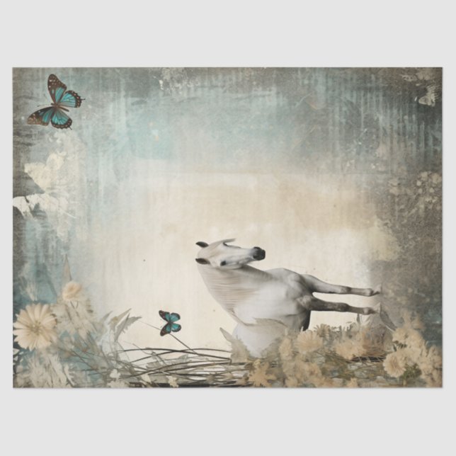 Papel De Seda Decoración elegante del caballo blanco (Anverso)