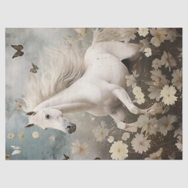 Papel De Seda Decoración elegante del caballo blanco (Anverso)