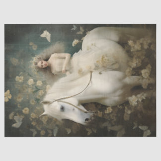 Papel De Seda Decoración elegante del caballo blanco