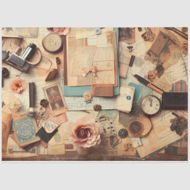 Papel De Seda Decoración Ephemera Mobiliario Scrapbooking (Anverso)