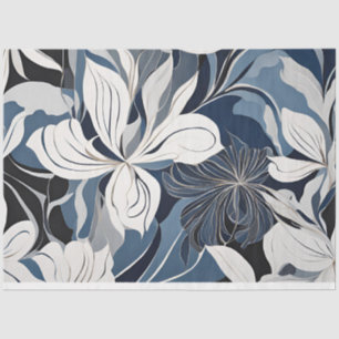 Papel De Seda Decoración floral azul moderna