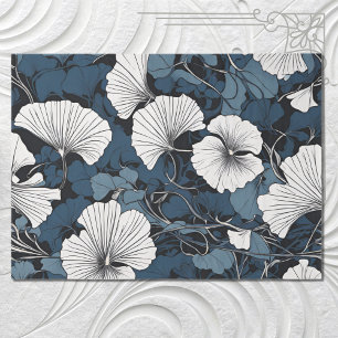 Papel De Seda Decoración floral azul moderna