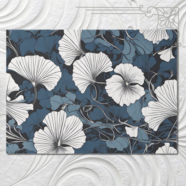Papel De Seda Decoración floral azul moderna (Subido por el creador)