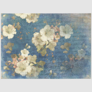 Papel De Seda Decoración Floral Azul Vintage