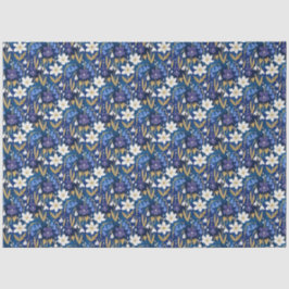Papel De Seda Decoración floral azul y púrpura ilustrada