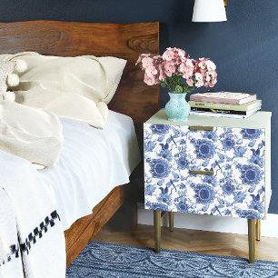 Papel De Seda Decoración floral china azul y blanca asiática