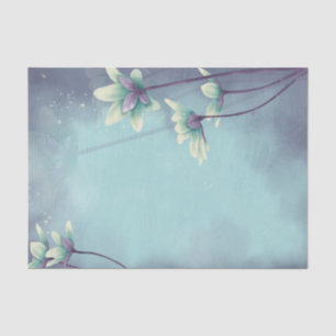 Papel De Seda Decoración floral de color azul acuarela