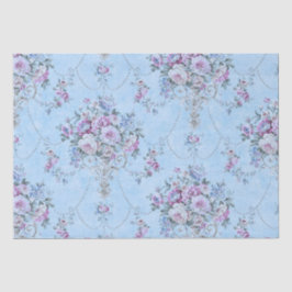 Papel De Seda Decoración floral de estilo victoriano azul francé