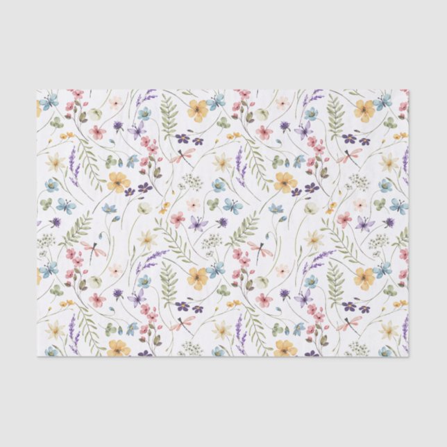 Papel De Seda Decoración Floral de Flores Silvestres (Anverso)