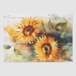 Papel De Seda Decoración floral de girasol acuarela