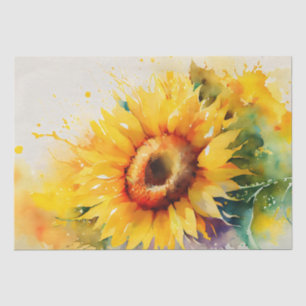 Papel De Seda Decoración floral de girasol acuarela