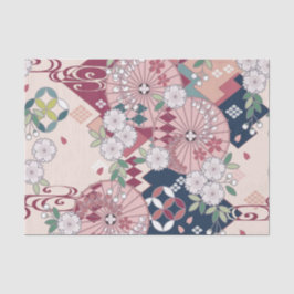 Papel De Seda Decoración floral de Kimono Japonés Blanco Rosa