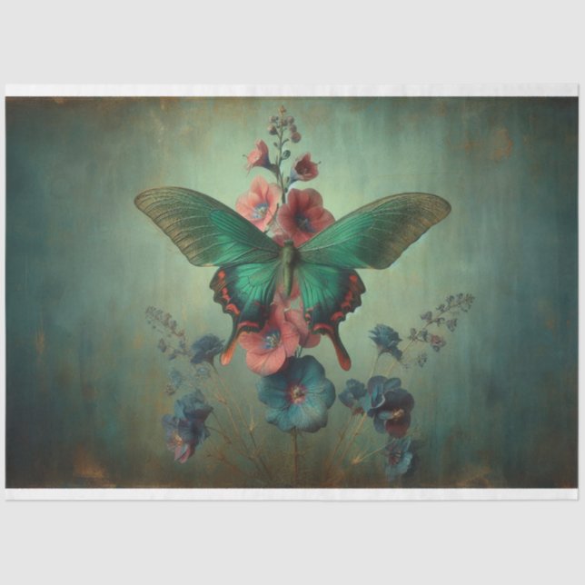 Papel De Seda Decoración floral de mariposa (Anverso)