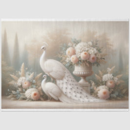 Papel De Seda Decoración Floral de Vintage de Peacock Blanco