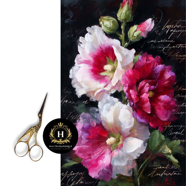 Papel De Seda Decoración floral del Hollyhock rojo y blanco (Wrap Planters & Cachepots in Flowering Prints)