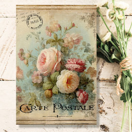 Papel De Seda Decoración floral francesa de vintage azul rosa de