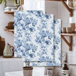 Papel De Seda Decoración floral franco-inglesa azul y blanco LG