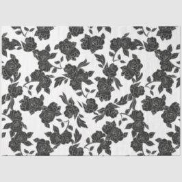 Papel De Seda Decoración Floral Negra Vintage