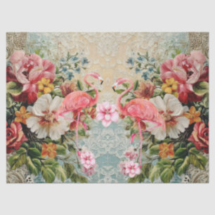 Papel De Seda Decoración floral rosa de flamenco y vintage