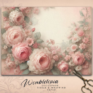 Papel De Seda Decoración floral rosa rosa del Pastel Antiguo clá
