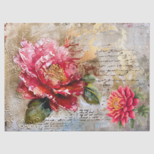Papel De Seda Decoración Floral Vintage de color Rosa