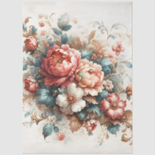 Papel De Seda Decoración inspirada en vintage floral de acuarela