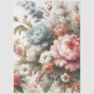 Papel De Seda Decoración inspirada en vintage floral de acuarela