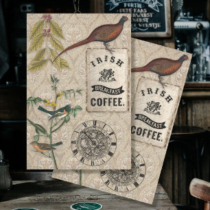 Papel De Seda Decoración Masculina de Pheasant Ephemera Coffee
