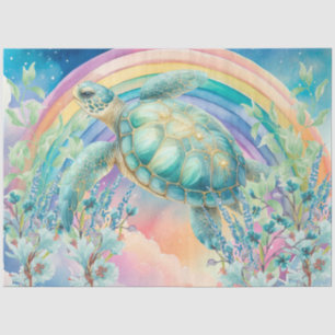 Papel De Seda Decoración Pastel de Arcoiris y Tortugas Marinas