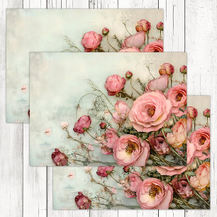 PAPEL DE SEDA DECORACIÓN ROMÁNTICA DE ROSAS SHABBY
