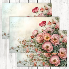 PAPEL DE SEDA DECORACIÓN ROMÁNTICA DE ROSAS SHABBY