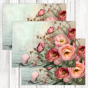 PAPEL DE SEDA DECORACIÓN ROMÁNTICA DE ROSAS SHABBY