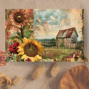 Papel De Seda Decoración Rústica de girasol de granja