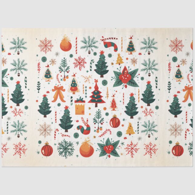Papel De Seda Decoración tradicional de Navidad de época (Anverso)