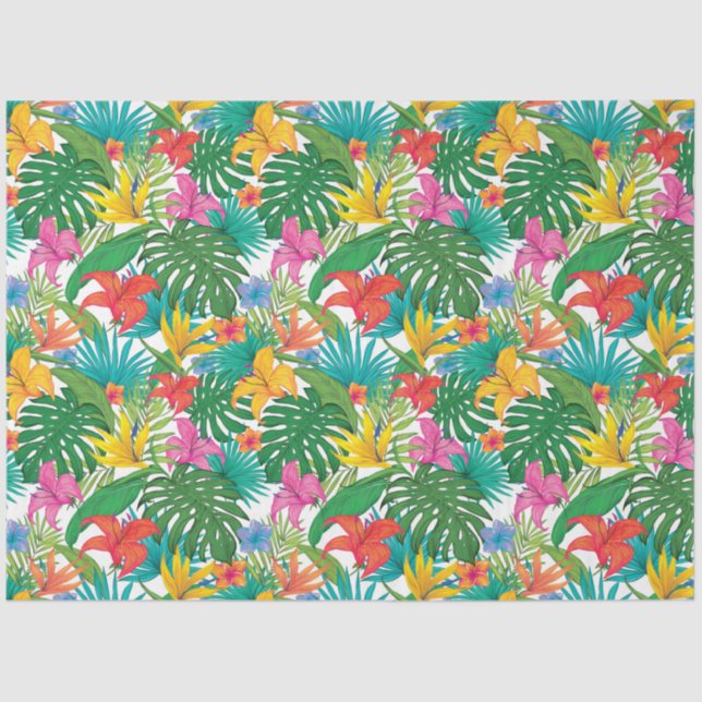 Papel De Seda Decoración tropical floral (Anverso)